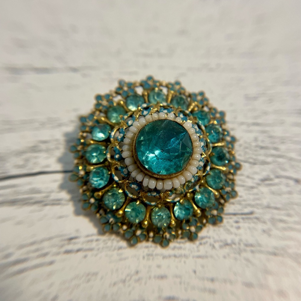 Vintage Antique 1920s/1930s Turquoise color Brooch - Picture 6 of 8
